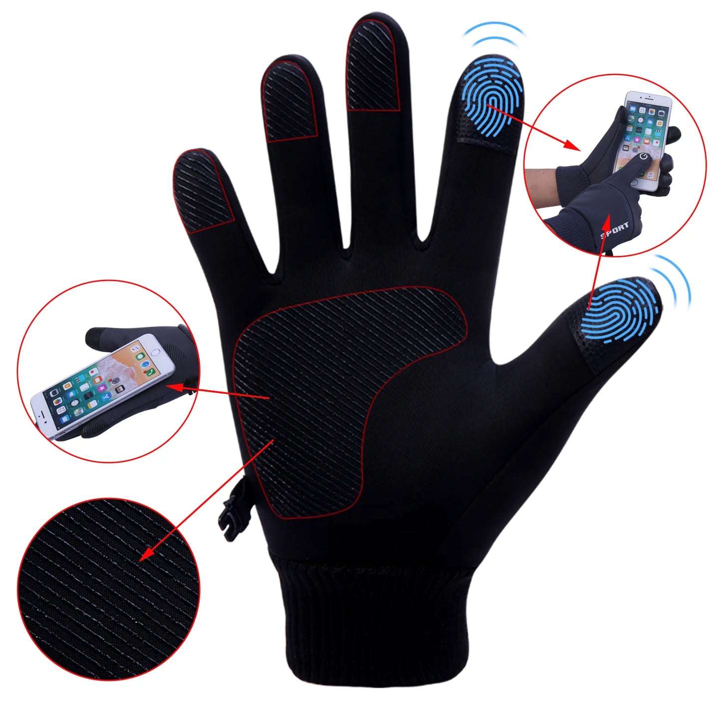 Thermal Winter Gloves - Water Resistant, Touch Screen & Anti Skid Design for Outdoor Sport - ZOOMNSTORE