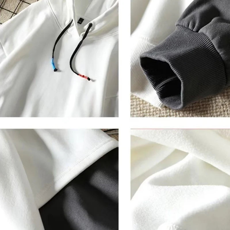 Thick Mens Hoodie - Winter Pullover with Drawstring - ZOOMNSTORE