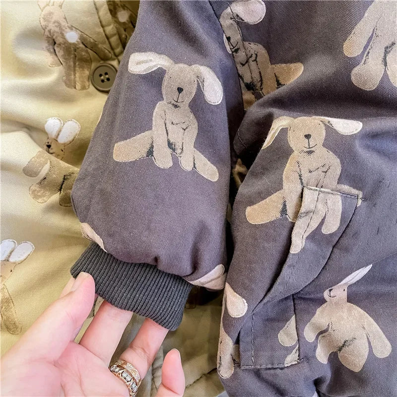 Thick Padded Cartoon Coat with Hood for Kids 1-7 Years - Warm Winter Jacket - ZOOMNSTORE