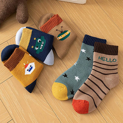 Thick Warm Floor Socks For Kids Plush Loop Mid Tube Socks Winter Boy Long Sock Children Thermal Footwear Cute Cartoon Baby Socks - ZOOMNSTORE