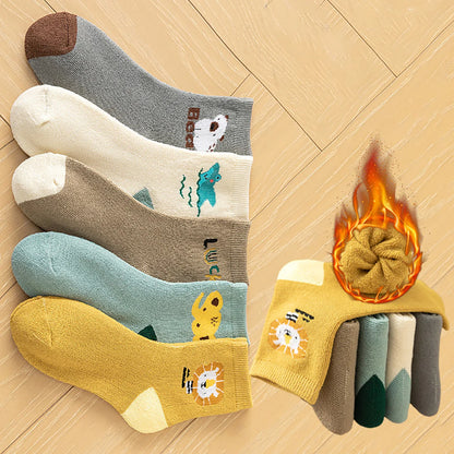 Thick Warm Floor Socks For Kids Plush Loop Mid Tube Socks Winter Boy Long Sock Children Thermal Footwear Cute Cartoon Baby Socks - ZOOMNSTORE