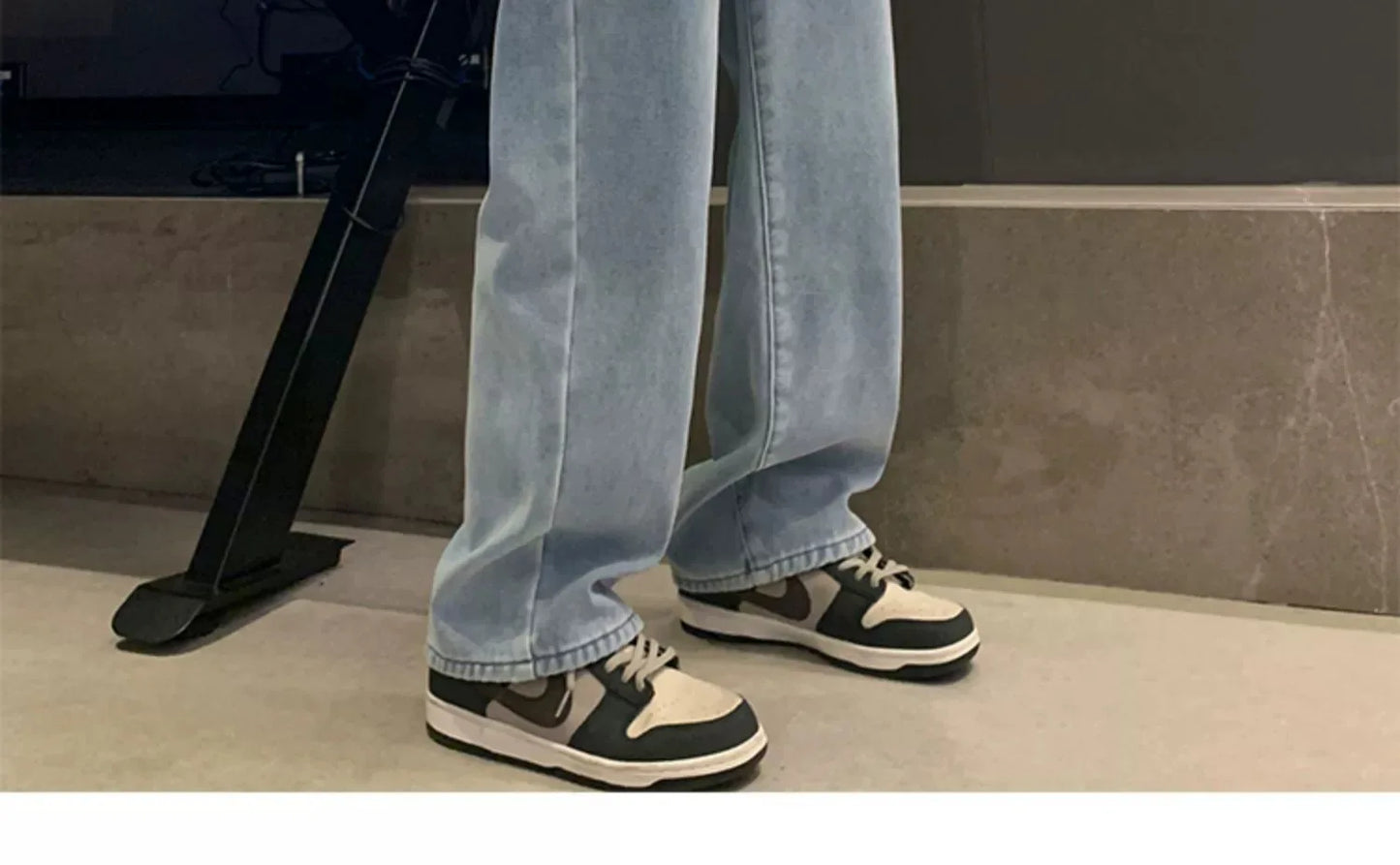 Thiened Fce Lined Thi High Waist Loose Fits Jeans Womens Winter Straight Leg Wide Leg Trousers Wear Resistd Denimcloth... - ZOOMNSTORE