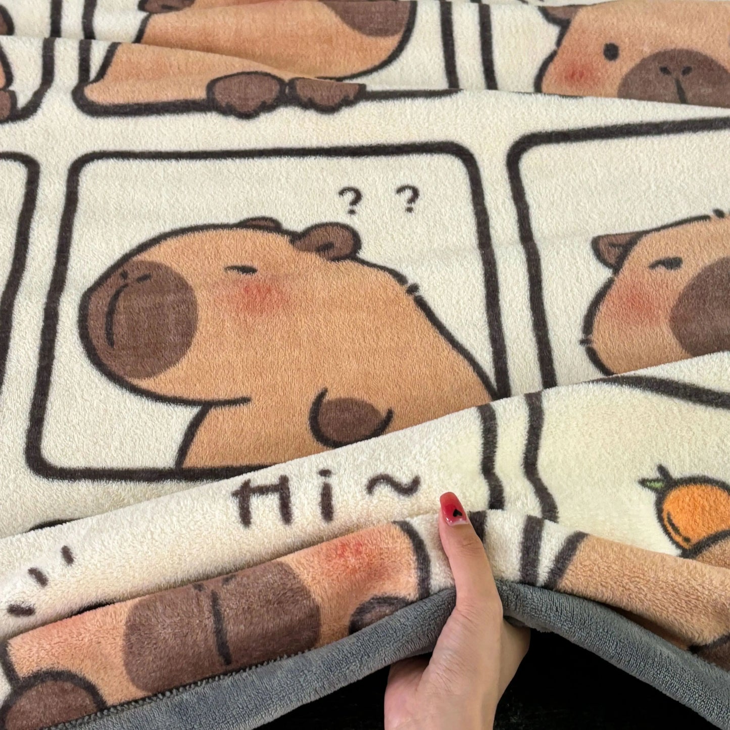 Capybara Print Blanket - Cute Thin Sofa Cover for Autumn  Winter Decor - ZOOMNSTORE