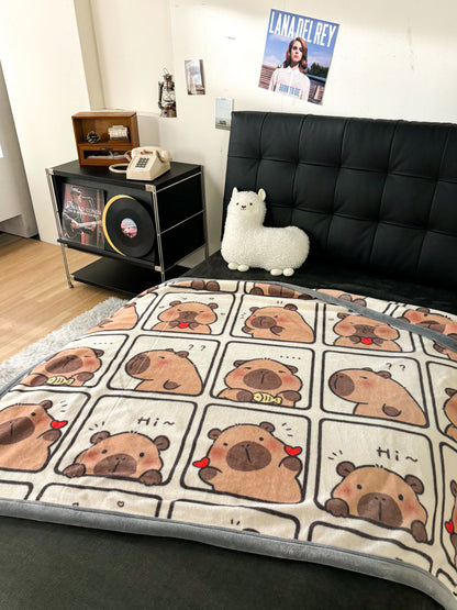 Capybara Print Blanket - Cute Thin Sofa Cover for Autumn  Winter Decor - ZOOMNSTORE