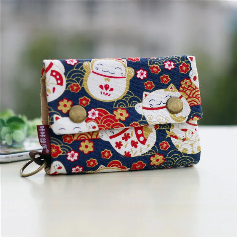 Handmade Three-Fold Fabric Wallet - Multi-Function Zipper Purse for Teens and Adults - ZOOMNSTORE