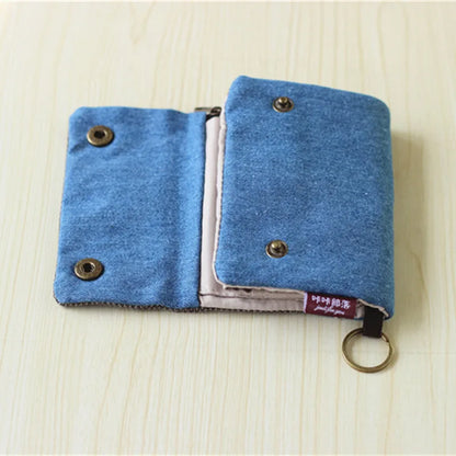 Handmade Three-Fold Fabric Wallet - Multi-Function Zipper Purse for Teens and Adults - ZOOMNSTORE