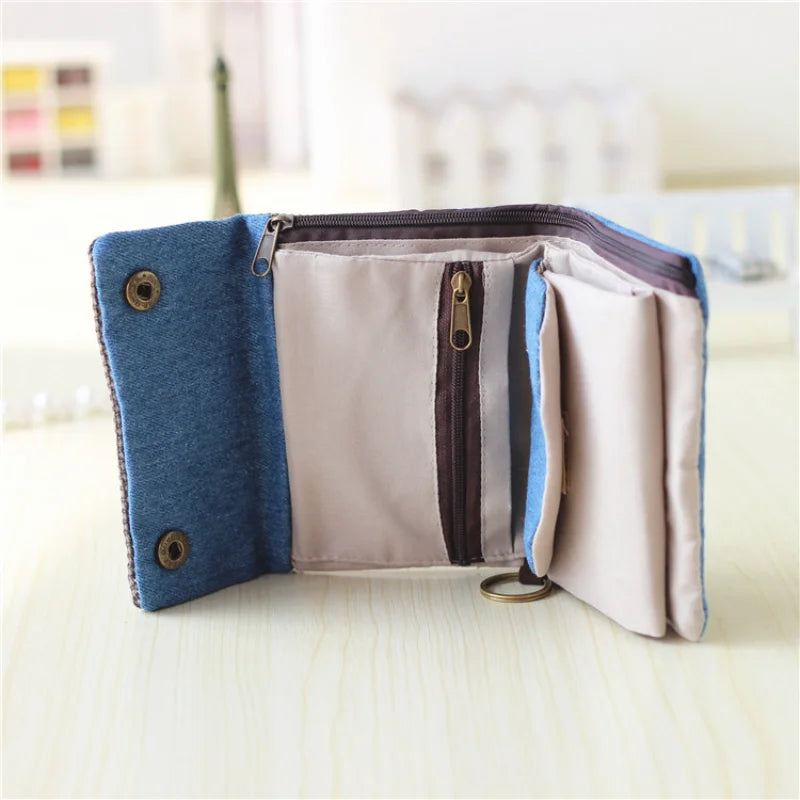 Handmade Three-Fold Fabric Wallet - Multi-Function Zipper Purse for Teens and Adults - ZOOMNSTORE