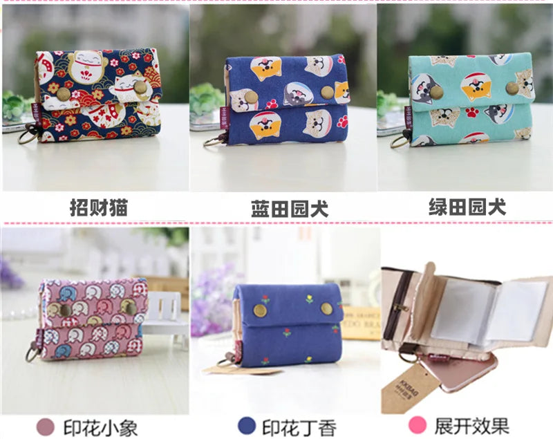 Handmade Three-Fold Fabric Wallet - Multi-Function Zipper Purse for Teens and Adults - ZOOMNSTORE