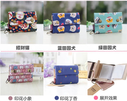 Handmade Three-Fold Fabric Wallet - Multi-Function Zipper Purse for Teens and Adults - ZOOMNSTORE