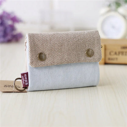 Handmade Three-Fold Fabric Wallet - Multi-Function Zipper Purse for Teens and Adults - ZOOMNSTORE