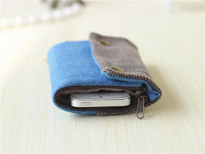 Handmade Three-Fold Fabric Wallet - Multi-Function Zipper Purse for Teens and Adults - ZOOMNSTORE