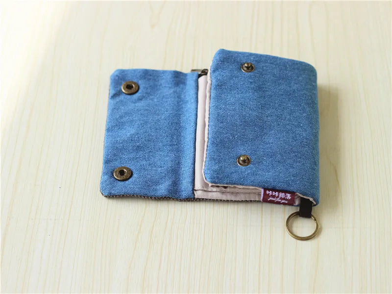 Handmade Three-Fold Fabric Wallet - Multi-Function Zipper Purse for Teens and Adults - ZOOMNSTORE
