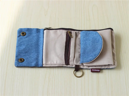 Handmade Three-Fold Fabric Wallet - Multi-Function Zipper Purse for Teens and Adults - ZOOMNSTORE