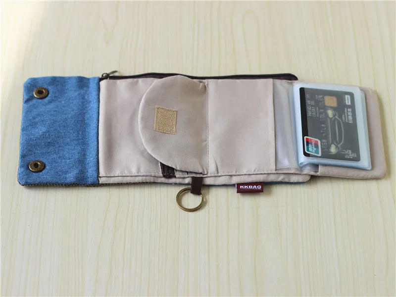 Handmade Three-Fold Fabric Wallet - Multi-Function Zipper Purse for Teens and Adults - ZOOMNSTORE