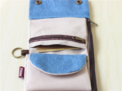 Handmade Three-Fold Fabric Wallet - Multi-Function Zipper Purse for Teens and Adults - ZOOMNSTORE