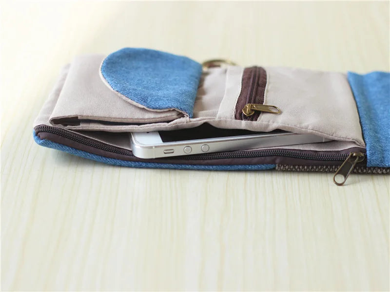 Handmade Three-Fold Fabric Wallet - Multi-Function Zipper Purse for Teens and Adults - ZOOMNSTORE