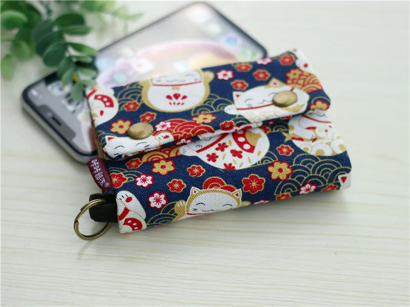 Handmade Three-Fold Fabric Wallet - Multi-Function Zipper Purse for Teens and Adults - ZOOMNSTORE