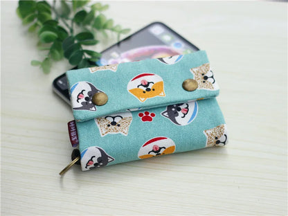Handmade Three-Fold Fabric Wallet - Multi-Function Zipper Purse for Teens and Adults - ZOOMNSTORE