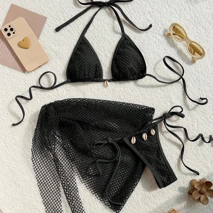 Three-Piece Womens Bikini Set - Sexy Beach Swimsuit for Pool  Sun - ZOOMNSTORE