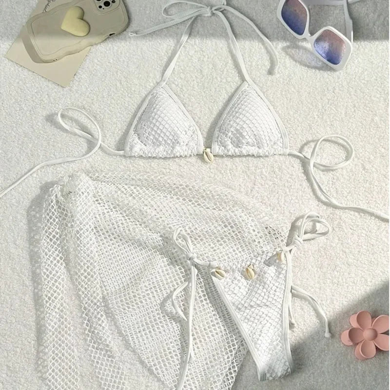 Three-Piece Womens Bikini Set - Sexy Beach Swimsuit for Pool  Sun - ZOOMNSTORE