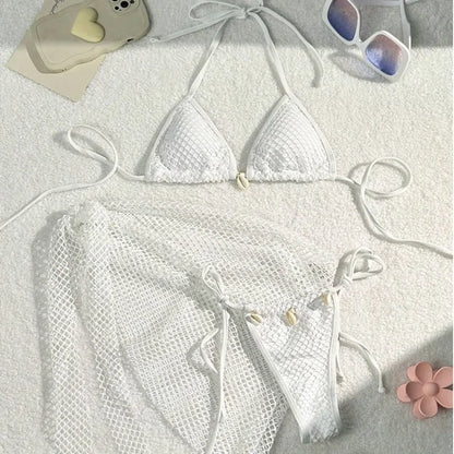 Three-Piece Womens Bikini Set - Sexy Beach Swimsuit for Pool  Sun - ZOOMNSTORE