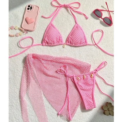 Three-Piece Womens Bikini Set - Sexy Beach Swimsuit for Pool  Sun - ZOOMNSTORE