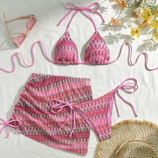 Three-Piece Womens Bikini Set - Sexy Beach Swimwear 2025 - ZOOMNSTORE