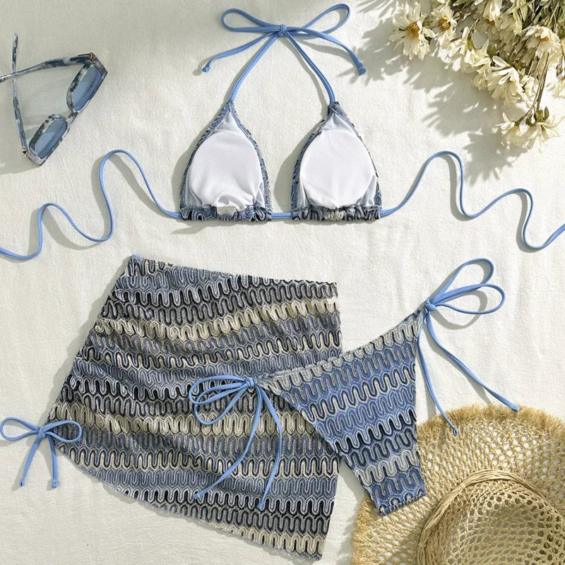 Three-Piece Womens Bikini Set - Sexy Beach Swimwear 2025 - ZOOMNSTORE
