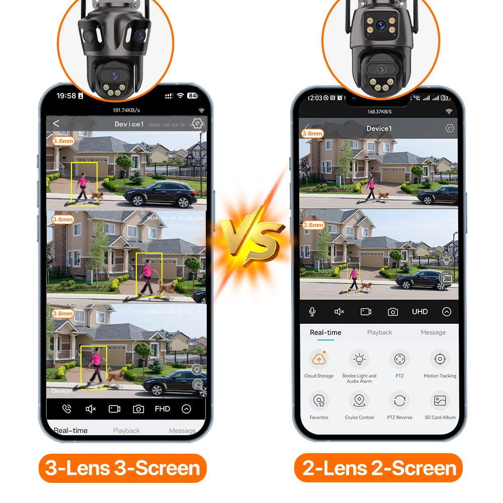 4K Outdoor PTZ WiFi IP Camera - Dual Lens with AI Human Detection IP66 Waterproof CCTV - ZOOMNSTORE