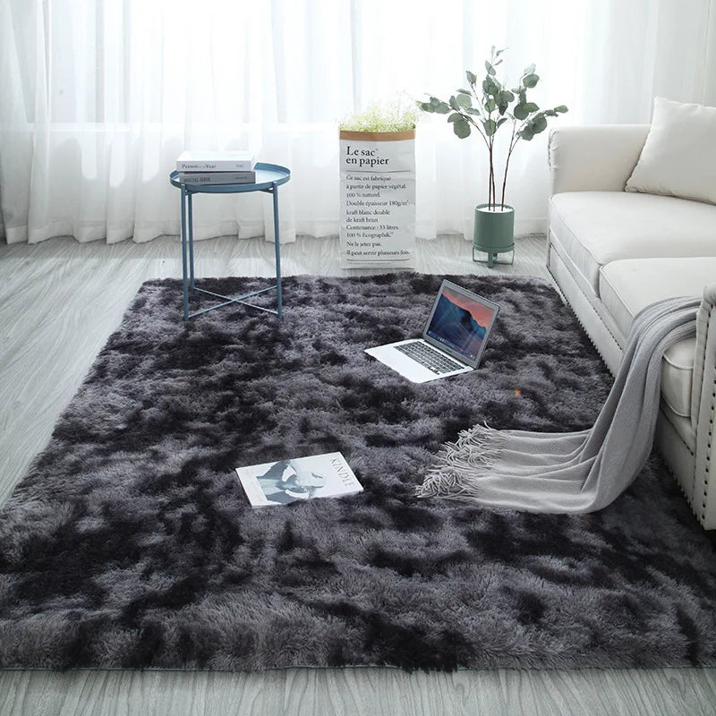 Modern Tie-Dye Silk Wool Floor Mat - Non-Slip Stain-Resistant Carpet for Living Room  Bedroom - ZOOMNSTORE