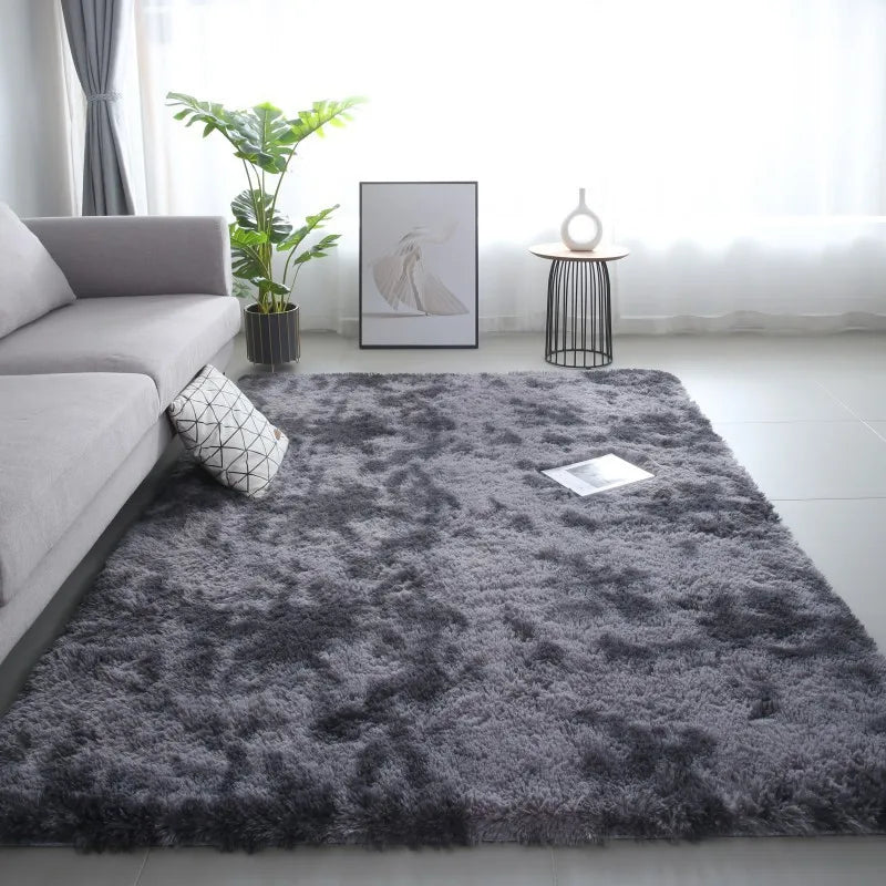 Modern Tie-Dye Silk Wool Floor Mat - Non-Slip Stain-Resistant Carpet for Living Room  Bedroom - ZOOMNSTORE