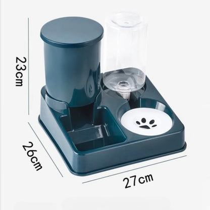 Tilted Cat Bowl Set - 3-in-1 Water Feeder with Gravity Bottle and Ear Design - ZOOMNSTORE