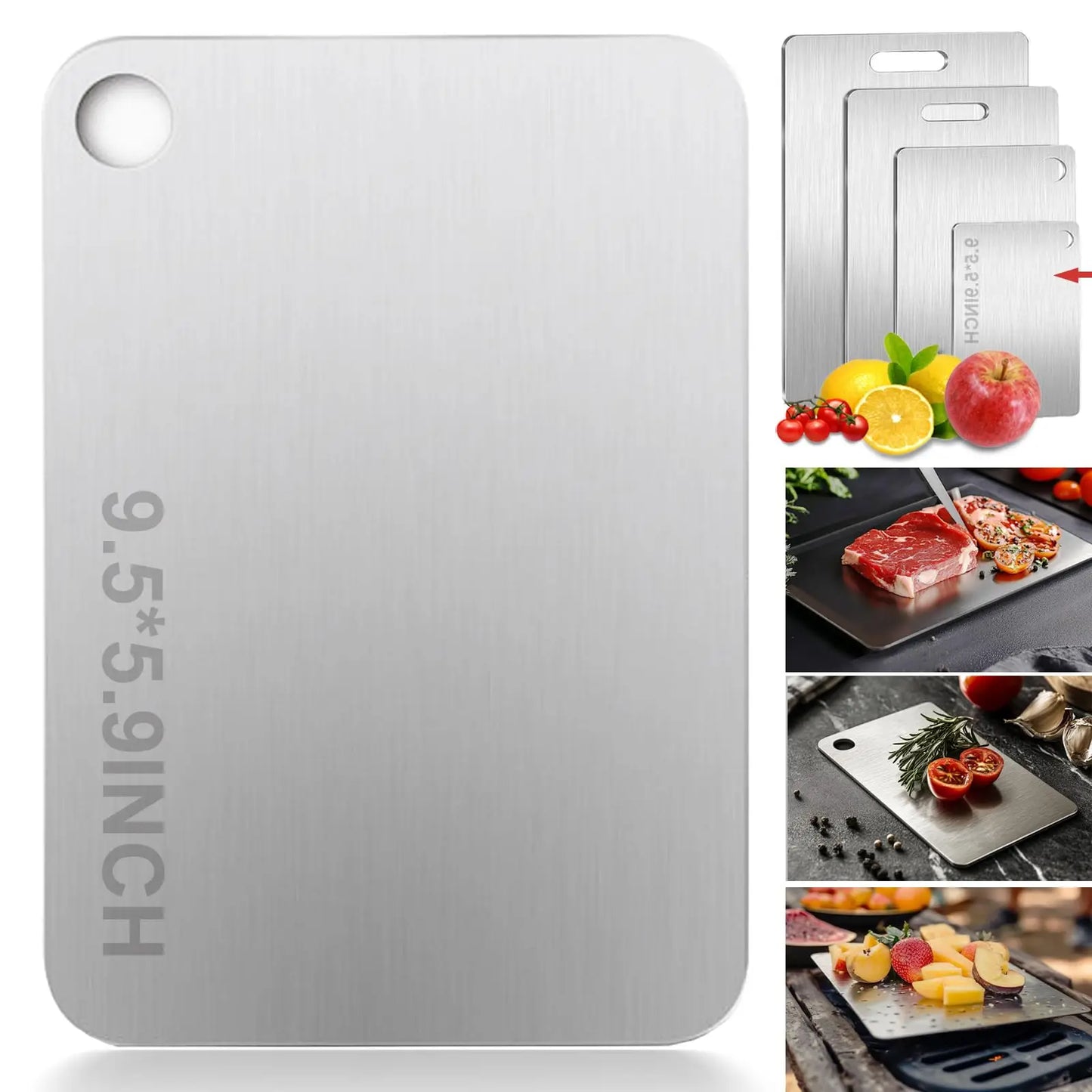 Titanium Cutting Board - Double-Sided Stainless Steel Chopping Board for Meat  Fruit - ZOOMNSTORE