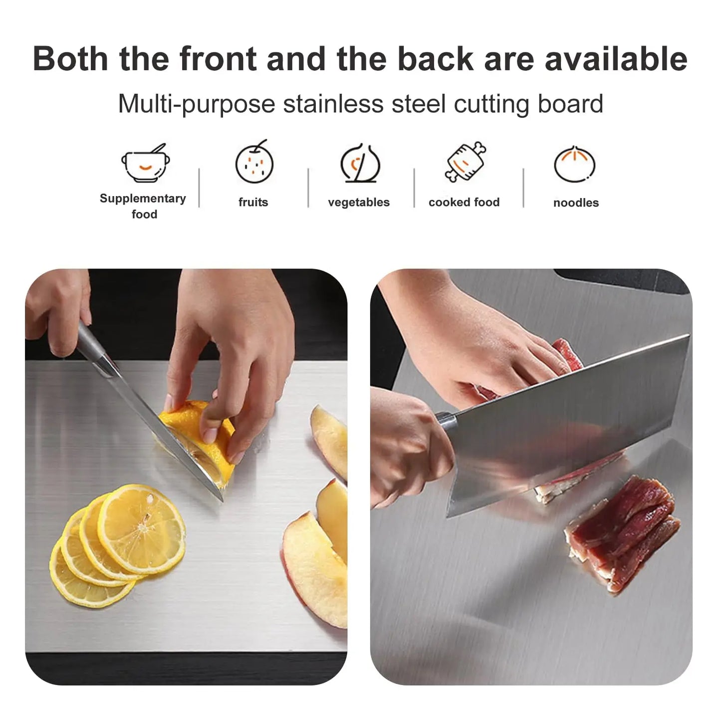 Titanium Cutting Board - Double-Sided Stainless Steel Chopping Board for Meat  Fruit - ZOOMNSTORE