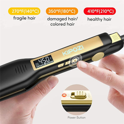 Titanium Flat Iron – Professional Hair Straightener with Digital LCD Display & Dual Voltage - ZOOMNSTORE