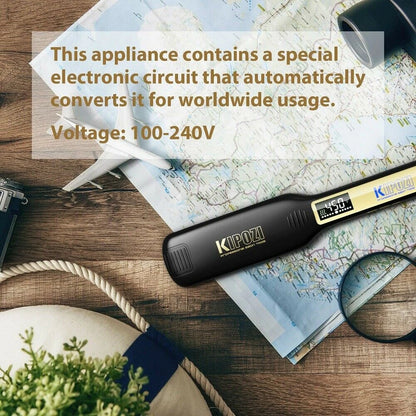 Titanium Flat Iron – Professional Hair Straightener with Digital LCD Display & Dual Voltage - ZOOMNSTORE