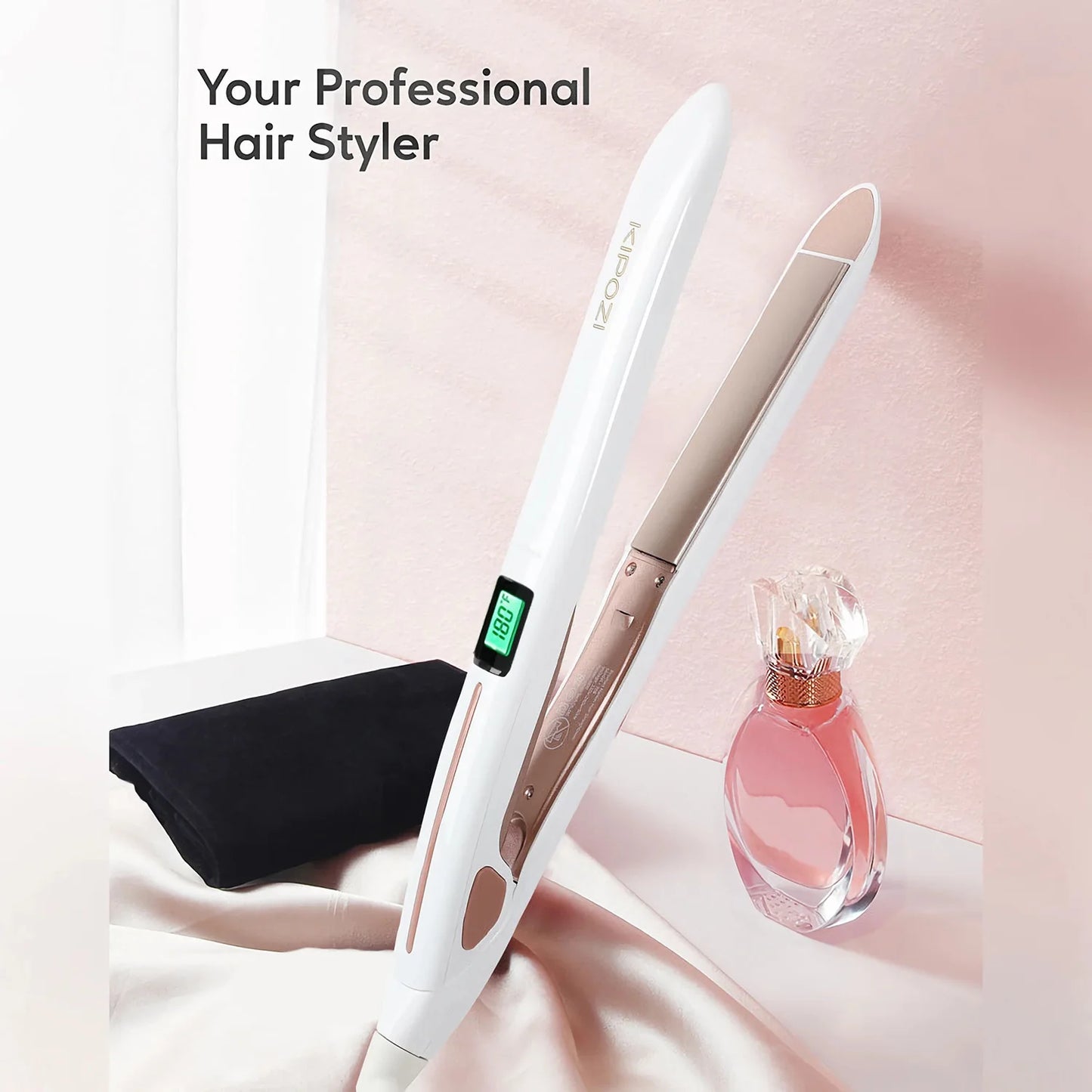 Titanium Flat Iron - Professional Hair Straightener With Digital LCD Display & Wide Plates - ZOOMNSTORE