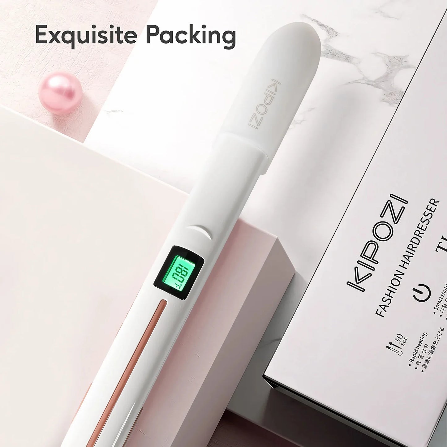 Titanium Flat Iron - Professional Hair Straightener With Digital LCD Display & Wide Plates - ZOOMNSTORE