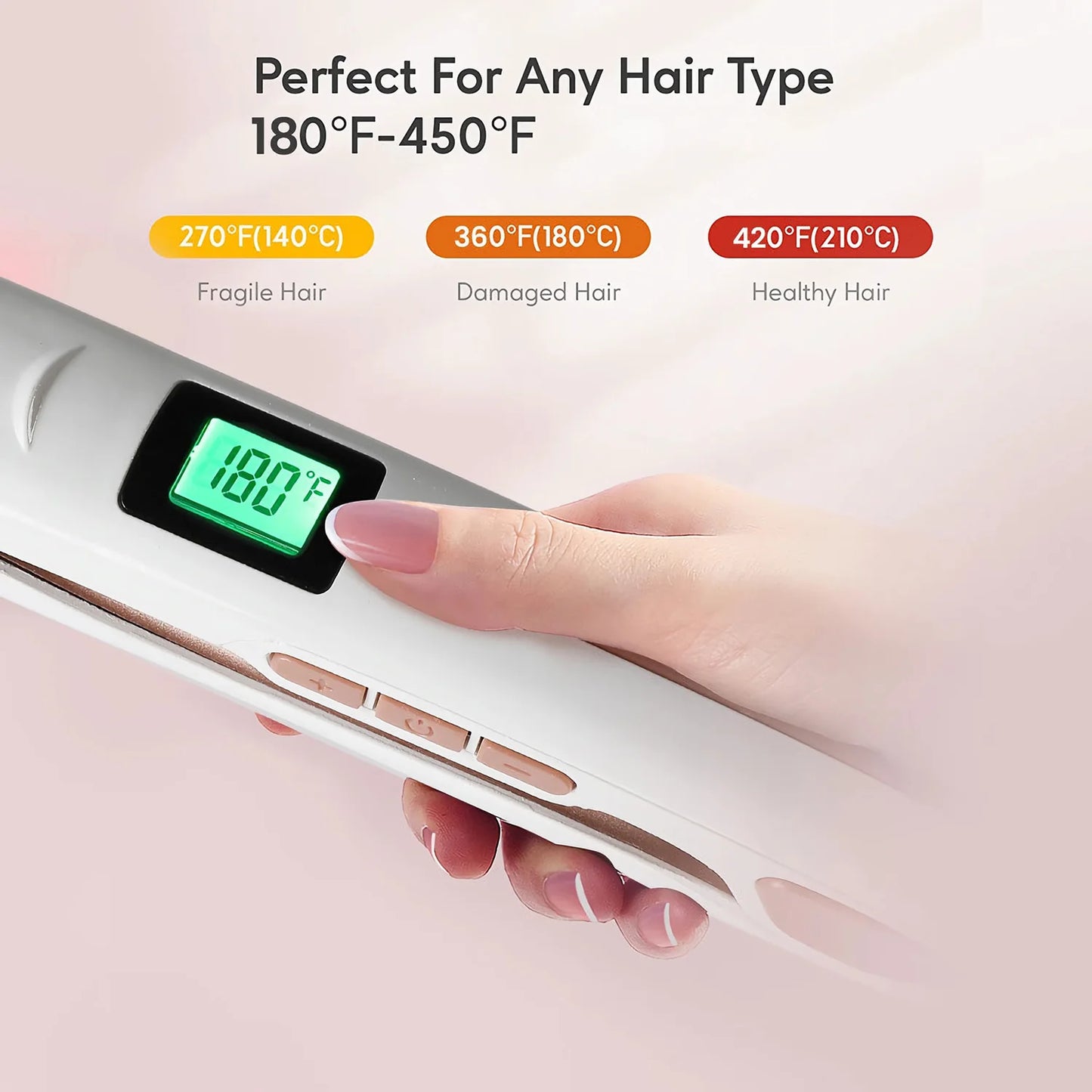 Titanium Flat Iron - Professional Hair Straightener With Digital LCD Display & Wide Plates - ZOOMNSTORE