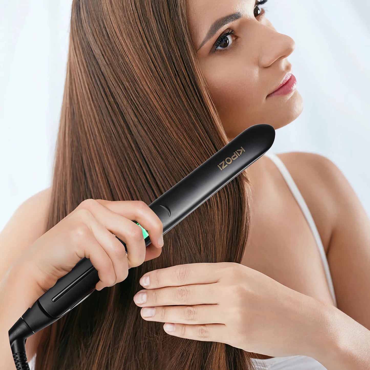 Titanium Flat Iron - Professional Hair Straightener With Digital LCD Display & Wide Plates - ZOOMNSTORE