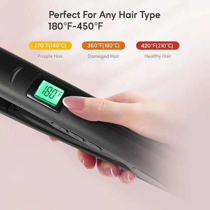 Titanium Flat Iron - Professional Hair Straightener With Digital LCD Display & Wide Plates - ZOOMNSTORE