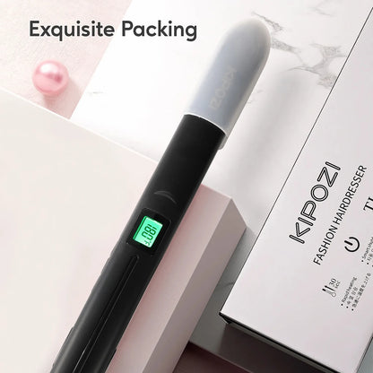 Titanium Flat Iron - Professional Hair Straightener With Digital LCD Display & Wide Plates - ZOOMNSTORE