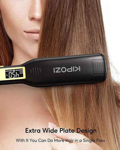 Titanium Hair Straightener - Professional Flat Iron with Digital LCD Display & Dual Voltage - ZOOMNSTORE