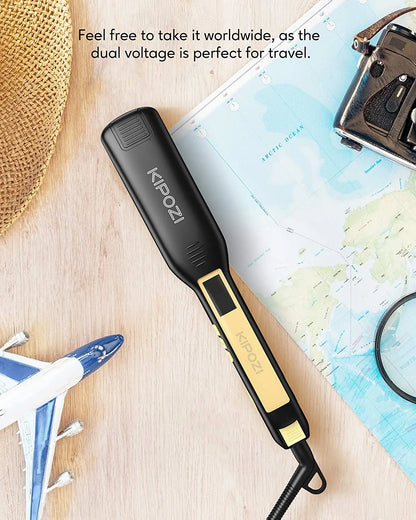 Titanium Hair Straightener - Professional Flat Iron with Digital LCD Display & Dual Voltage - ZOOMNSTORE