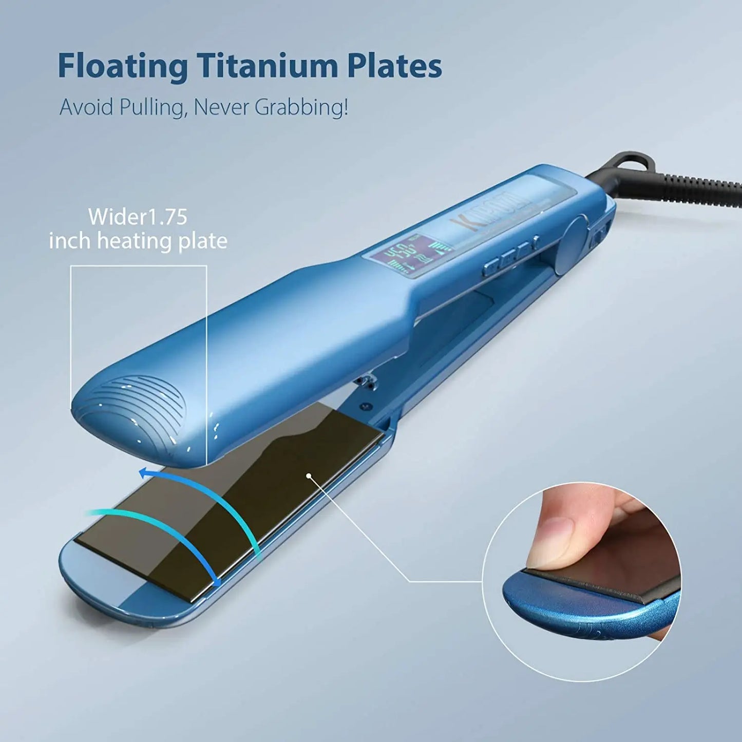 Titanium Hair Straightener - Professional Flat Iron with Digital LCD Display & Dual Voltage - ZOOMNSTORE