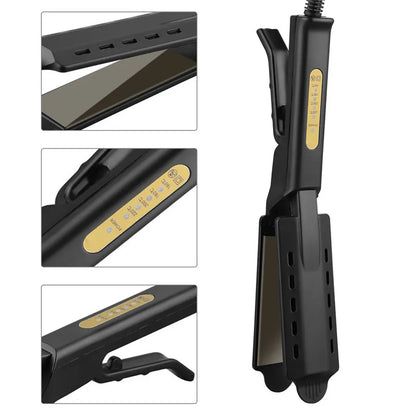 Titanium Hair Straightener - Wide Plate Flat Iron With Adjustable Temperature & Tourmaline Ceramic Plates - ZOOMNSTORE