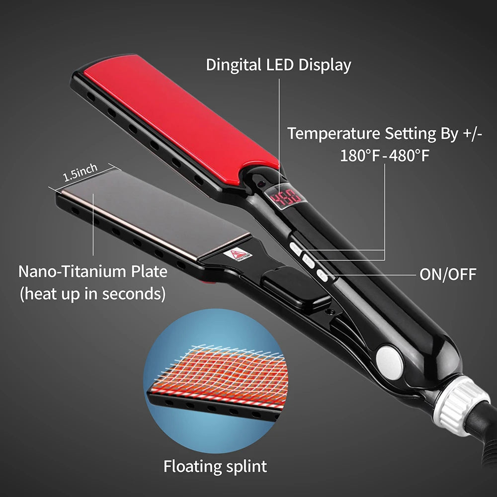Titanium Hair Straightener | High Temperature Iron With Nano Titanium Plates & Dual Voltage - ZOOMNSTORE