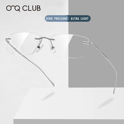 Titanium Reading Glasses - Lightweight Rimless Eyeglass Frames with Anti-Reflective Lenses - ZOOMNSTORE