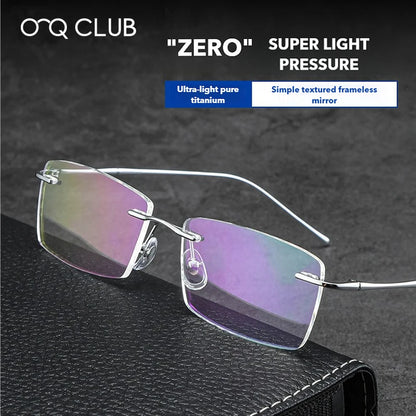 Titanium Reading Glasses - Lightweight Rimless Eyeglass Frames with Anti-Reflective Lenses - ZOOMNSTORE