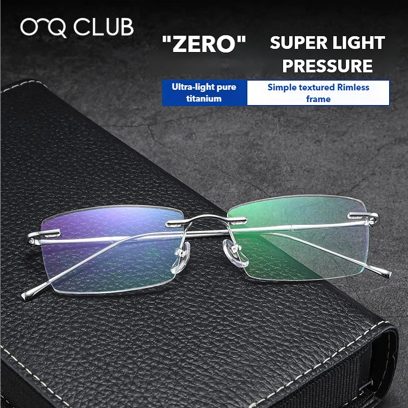 Titanium Reading Glasses - Lightweight Rimless Eyeglass Frames with Anti-Reflective Lenses - ZOOMNSTORE